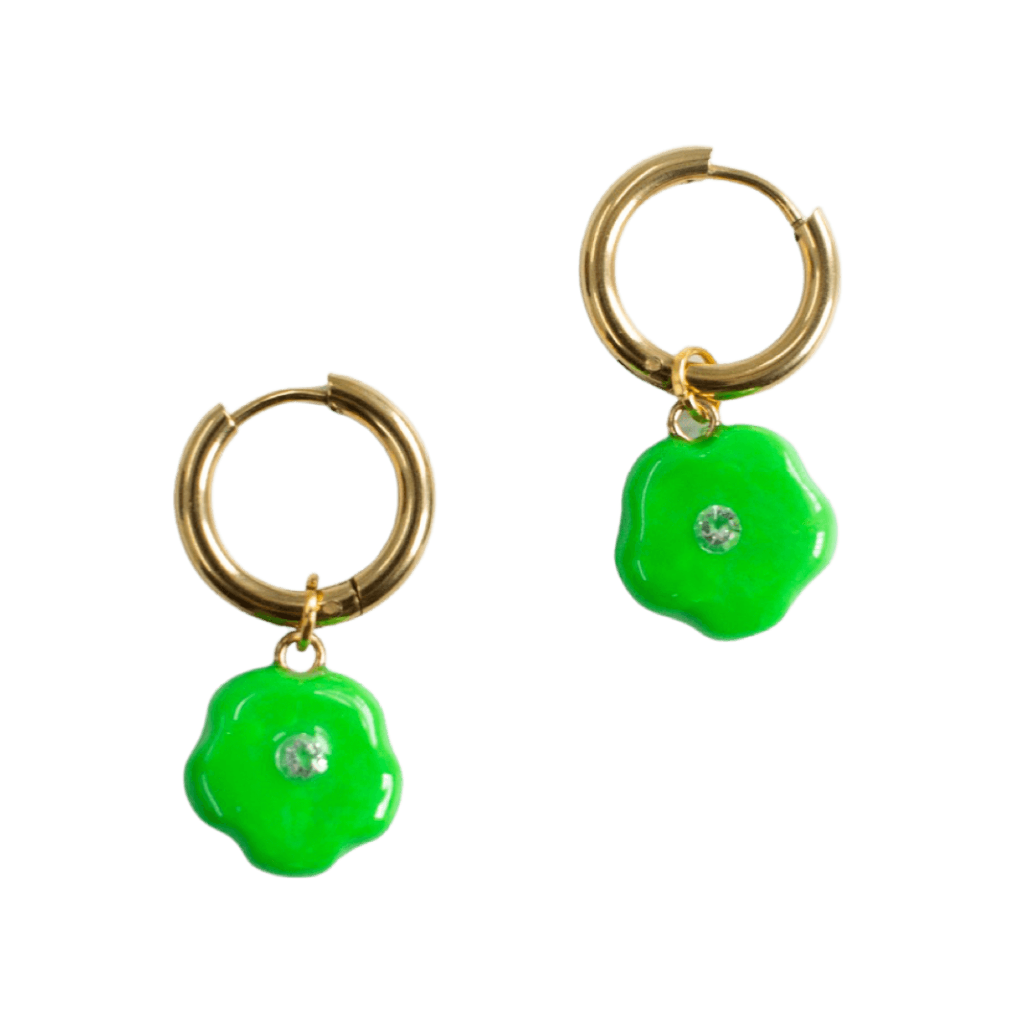 Flower Pop Drop Earrings - Green
