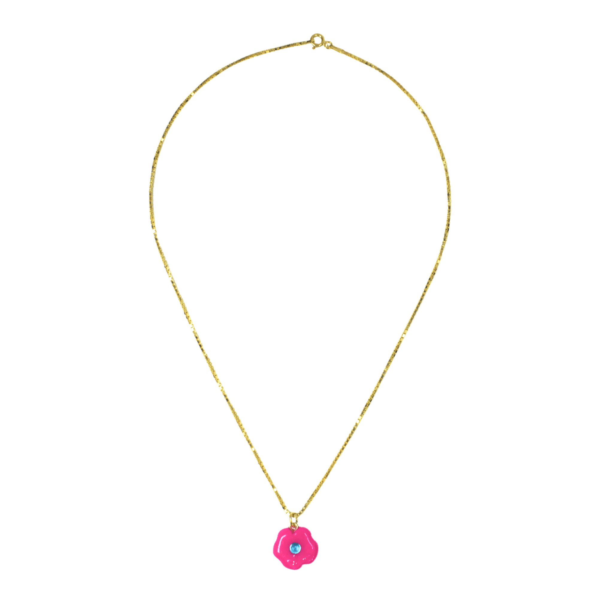Flower Pop Necklace - Pink Blue