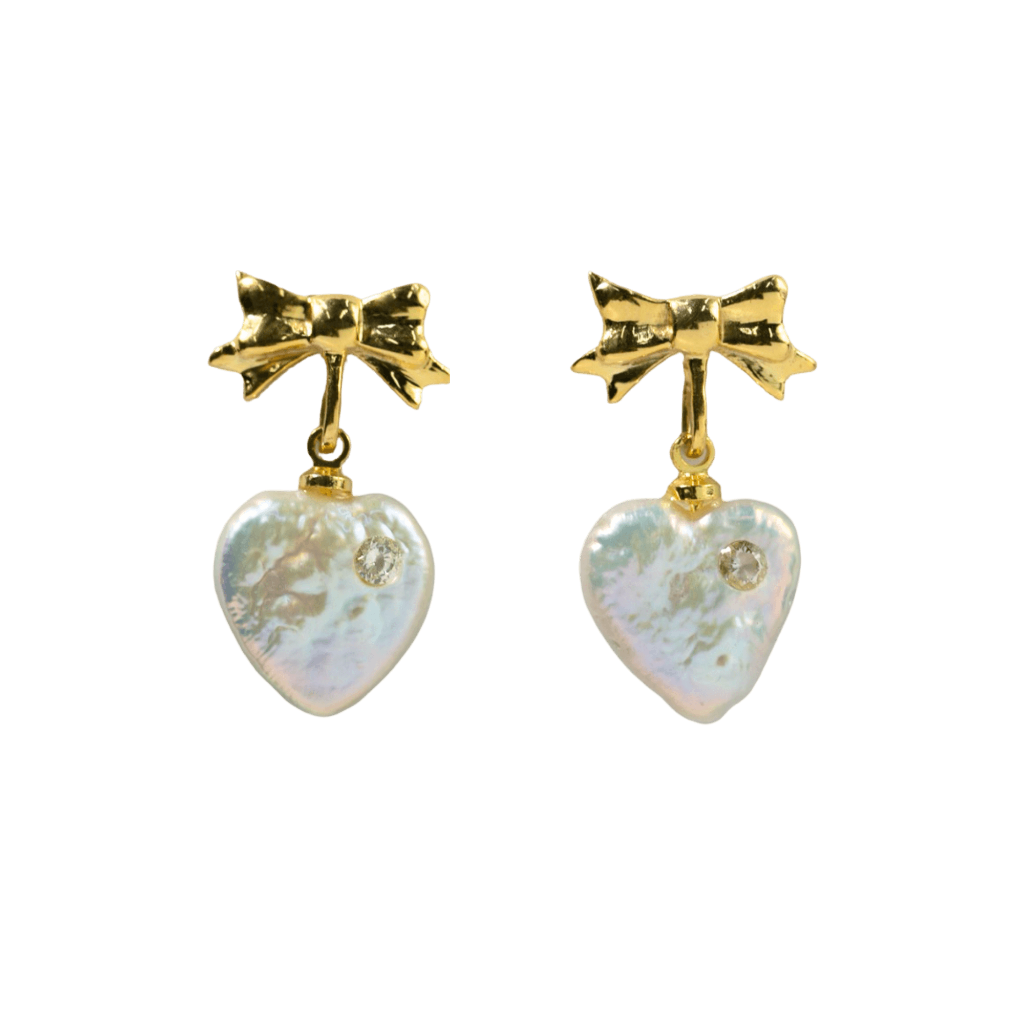 Ribbon & Love Earring - Gold
