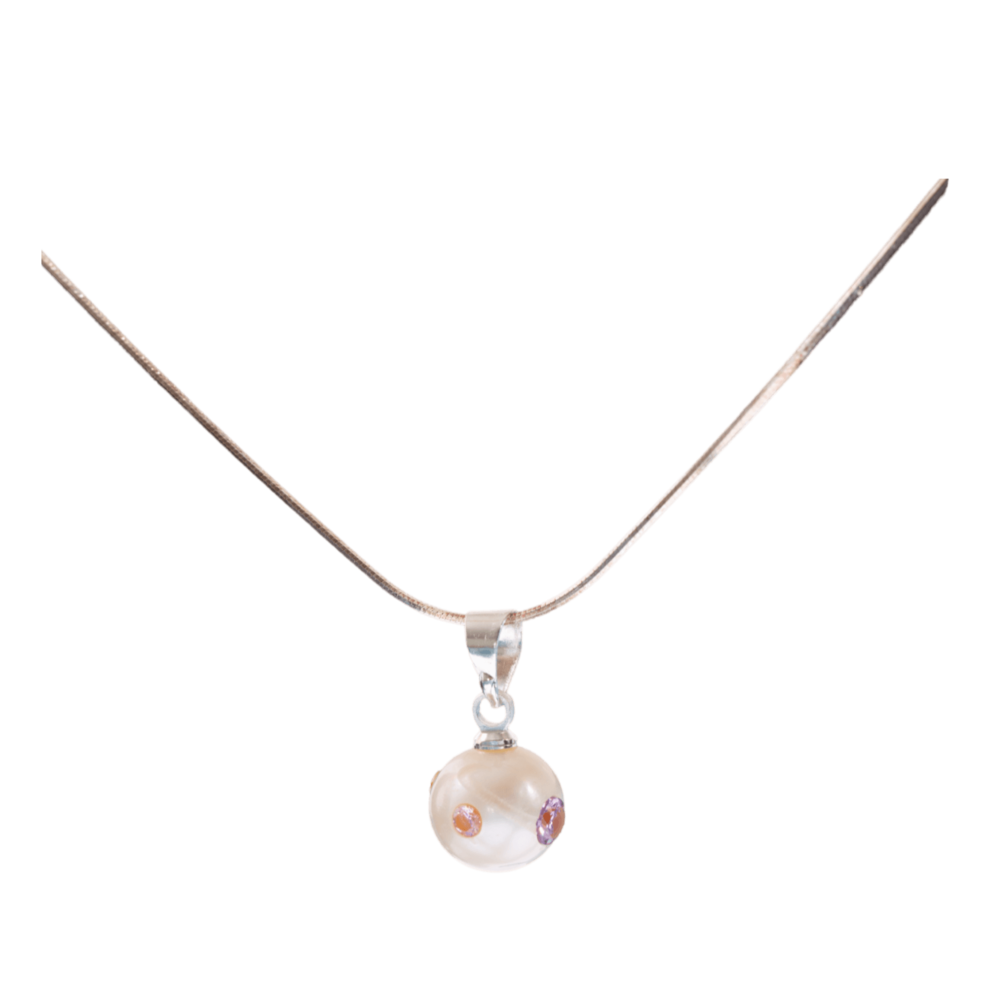 Snowball Pearl Necklace - Silver Ice Ball