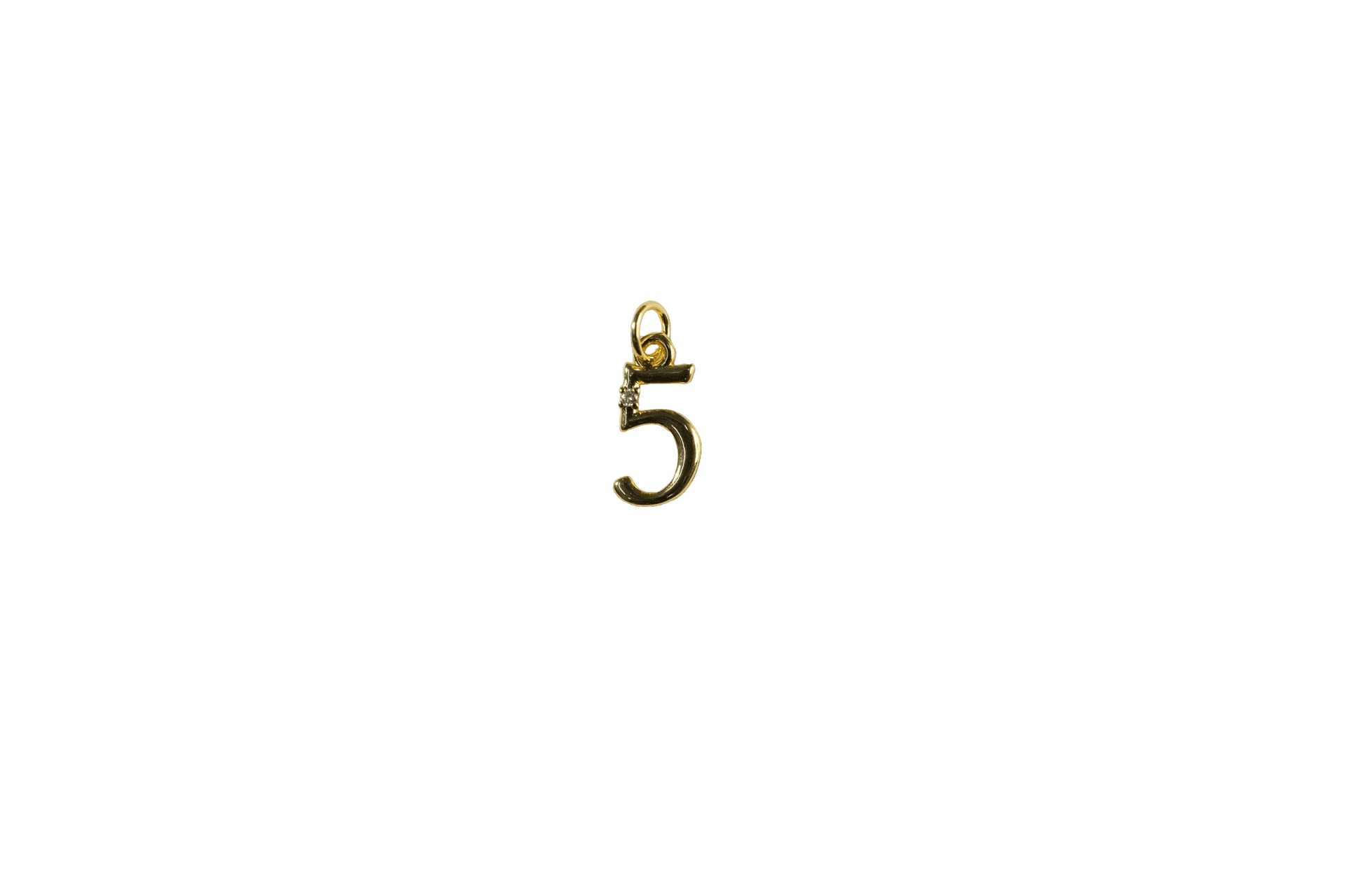 Gold Number 5 Charm
