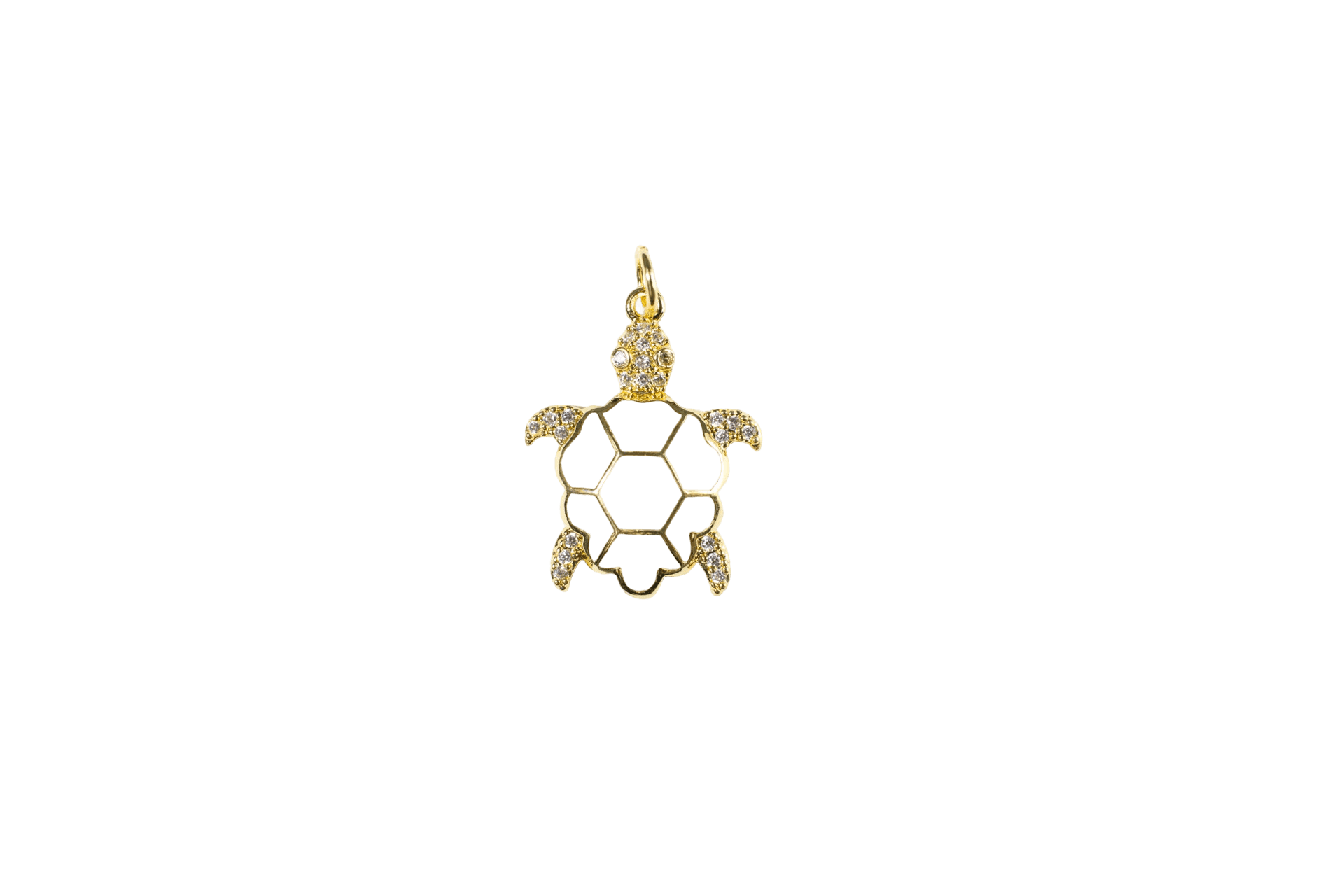 Gold Turtle Charm with Rhinestones