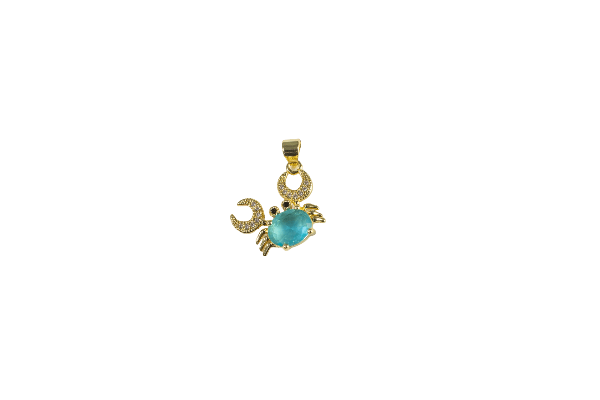 Crab Charm with Aqua Gemstone