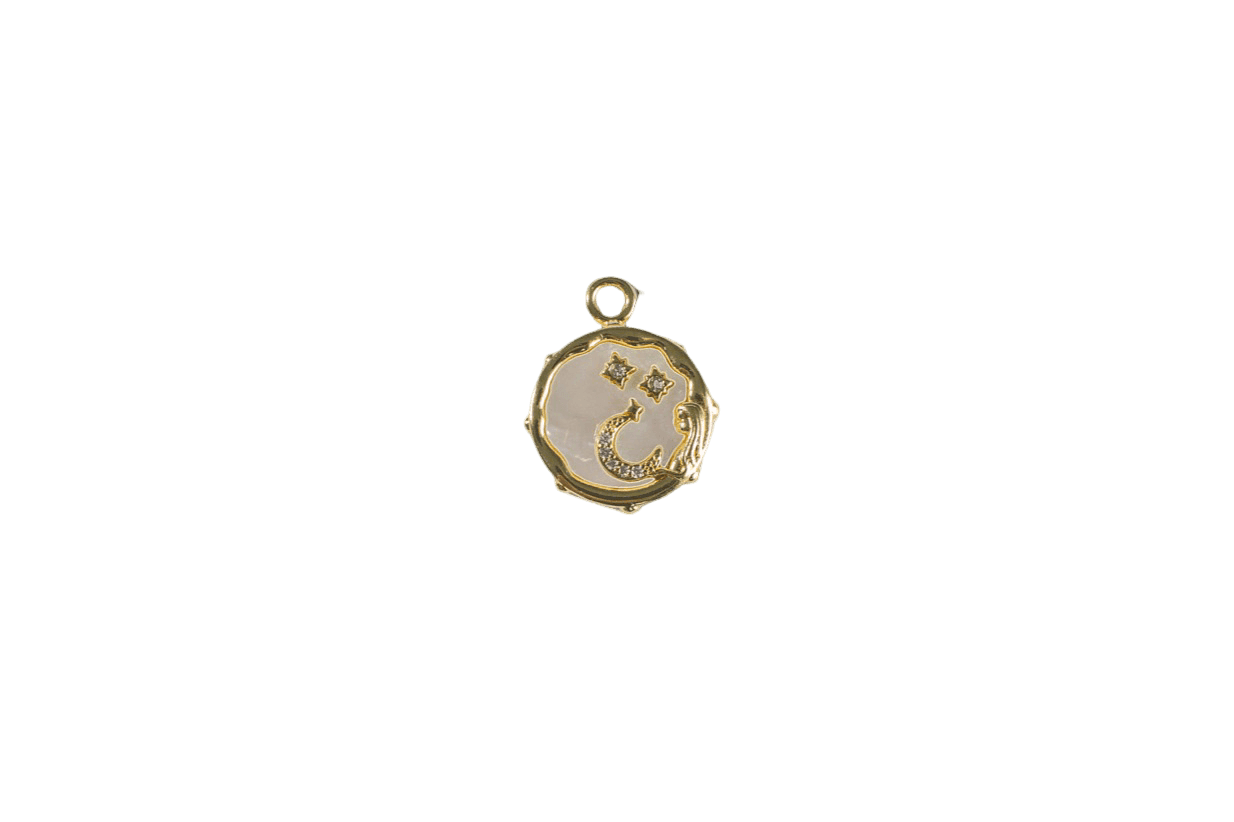 Gold Crescent Moon and Star Charm