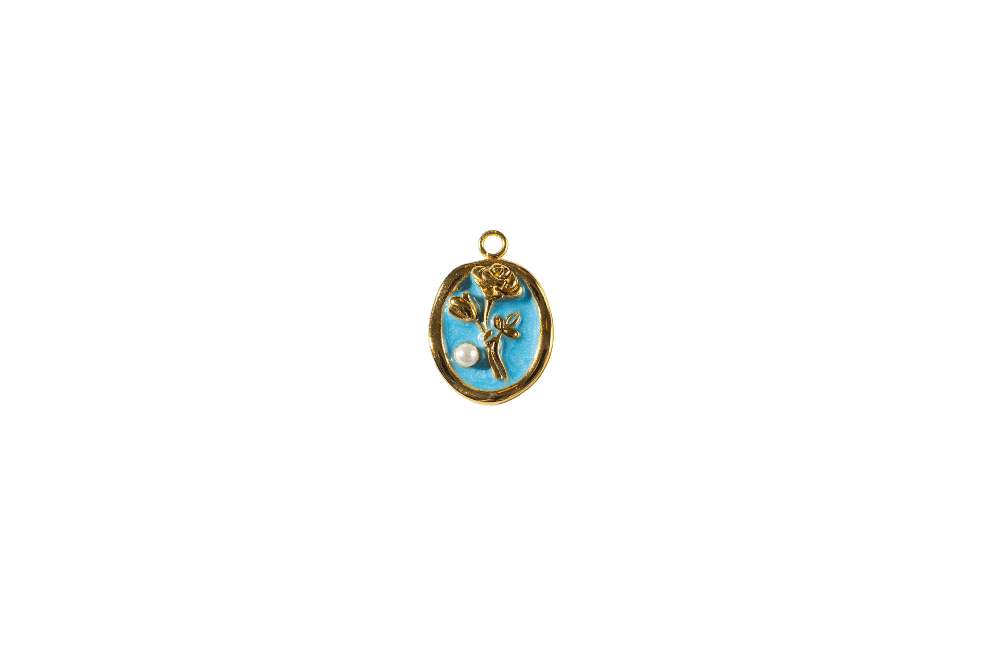 Gold Rose and Pearl Charm