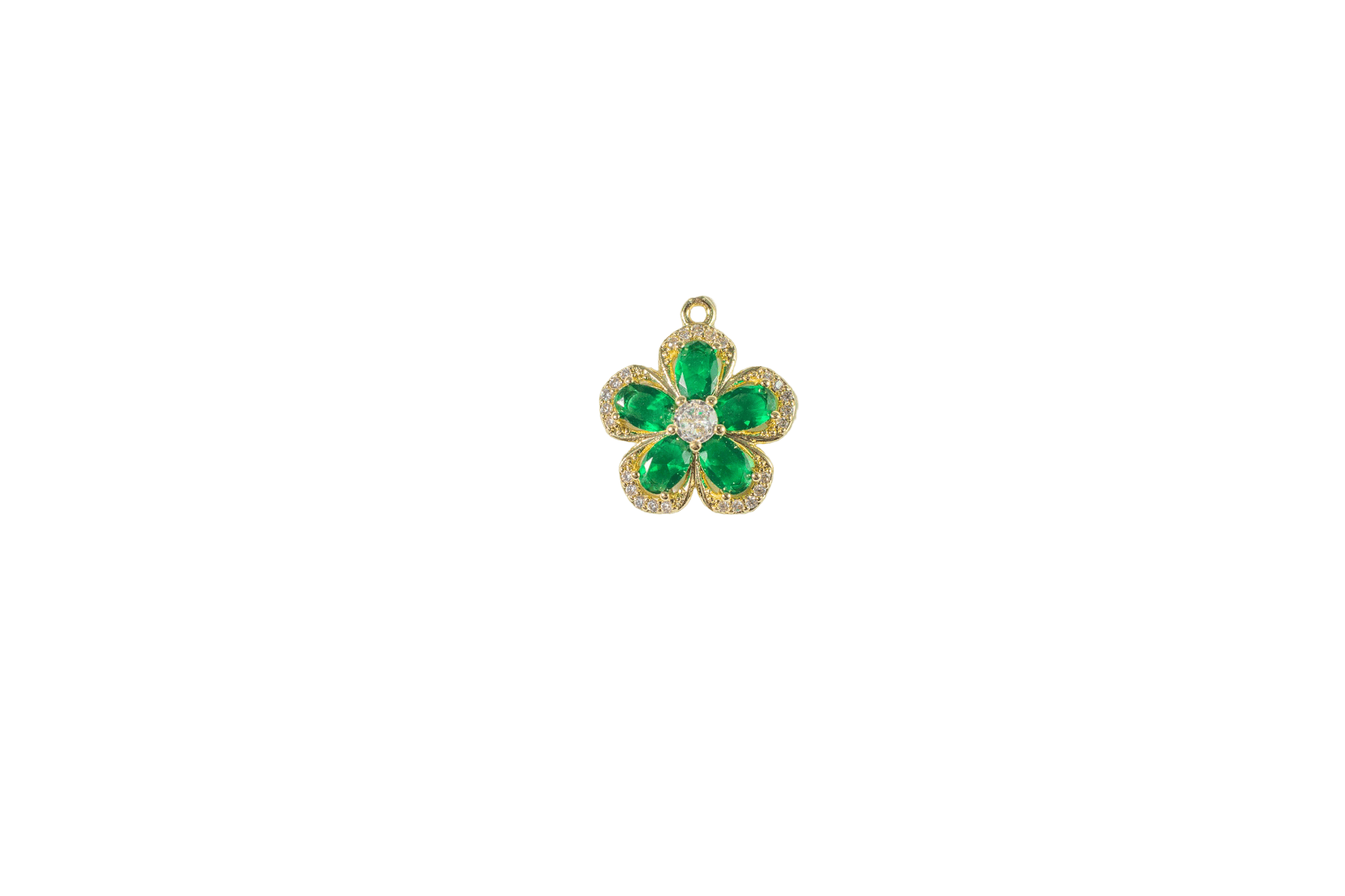 Emerald Flower Charm