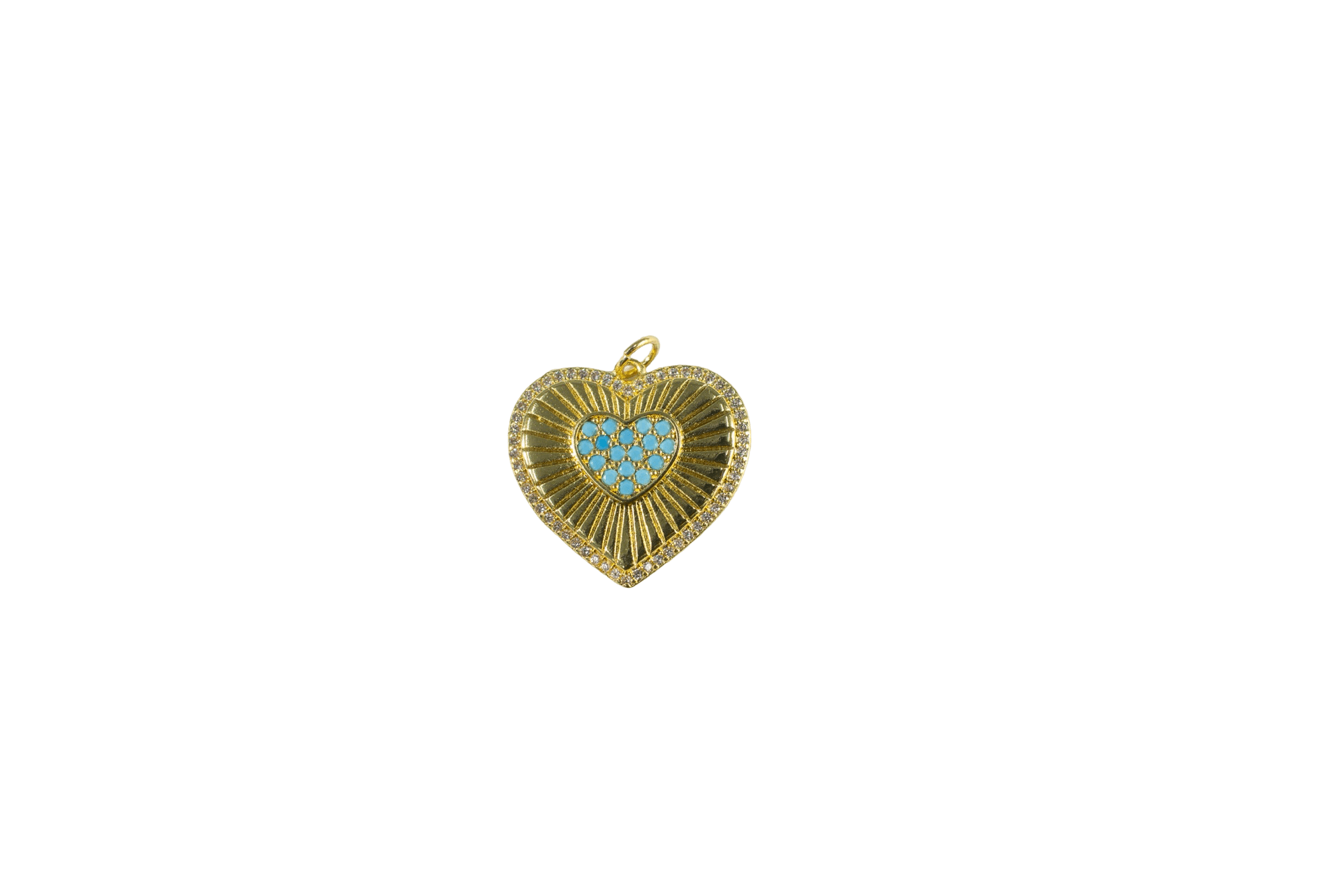 Heart-Shaped Charm with Turquoise and Rhinestones