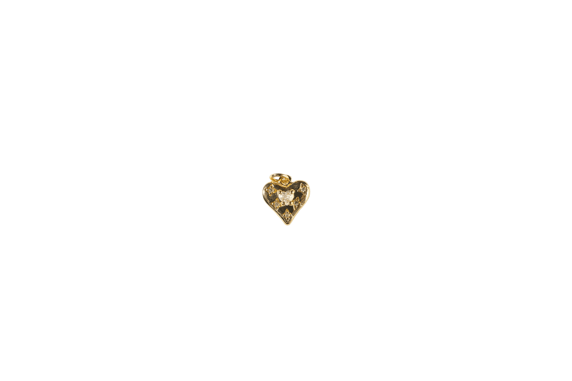 Golden Heart Charm with Rhinestone