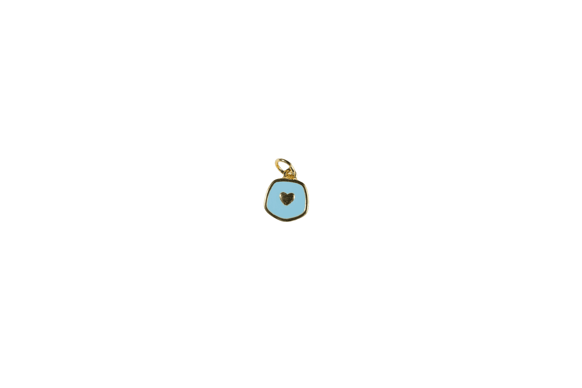 Gold Heart Charm with Blue Enamel