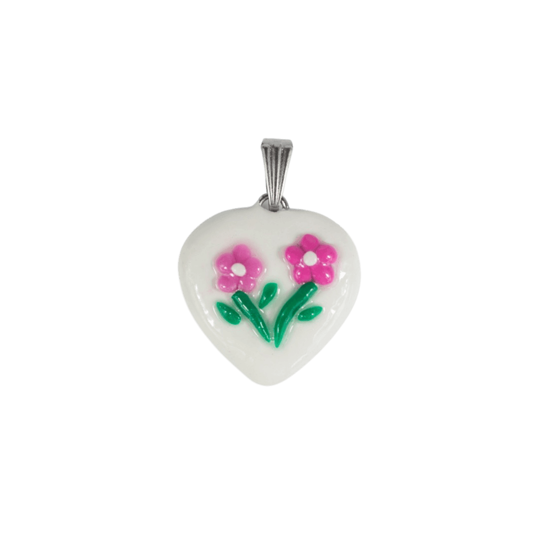 Heart Pendant with Floral Design