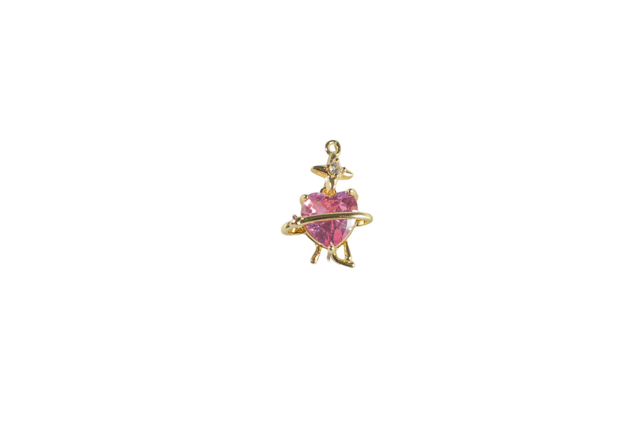Pink Heart Star Charm