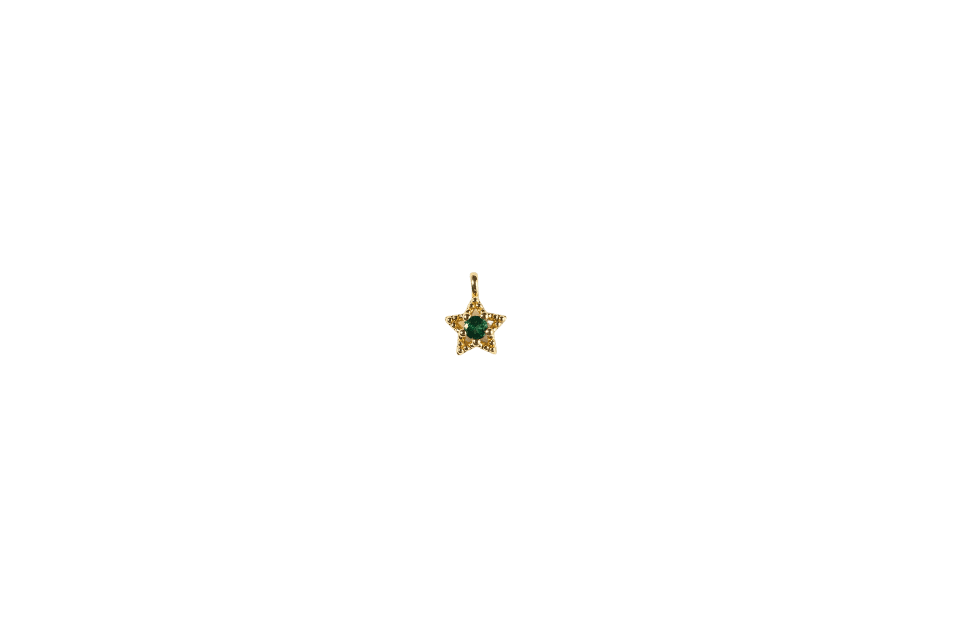 Gold Star Charm with Green Stone