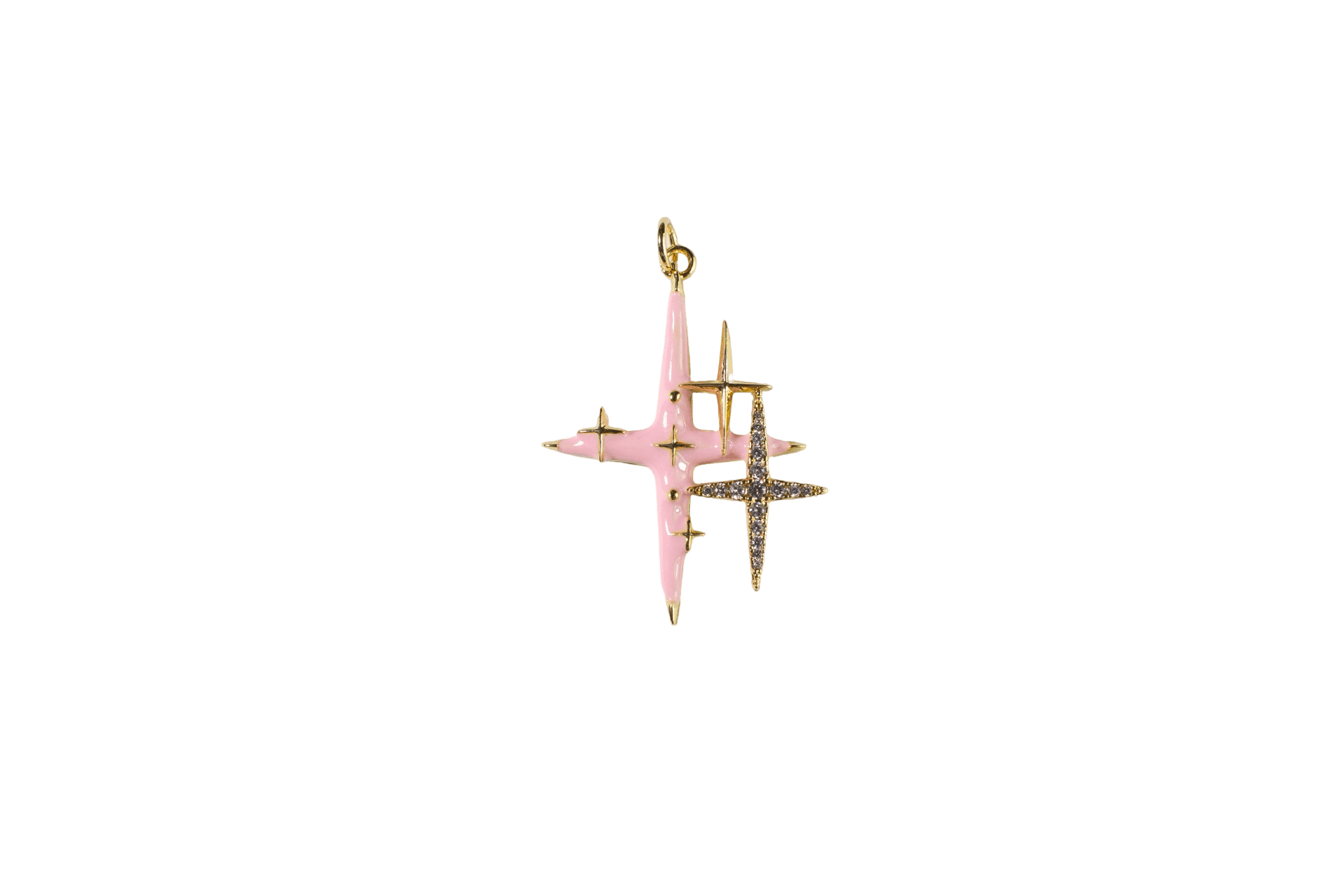 Pink and Gold Starburst Charm