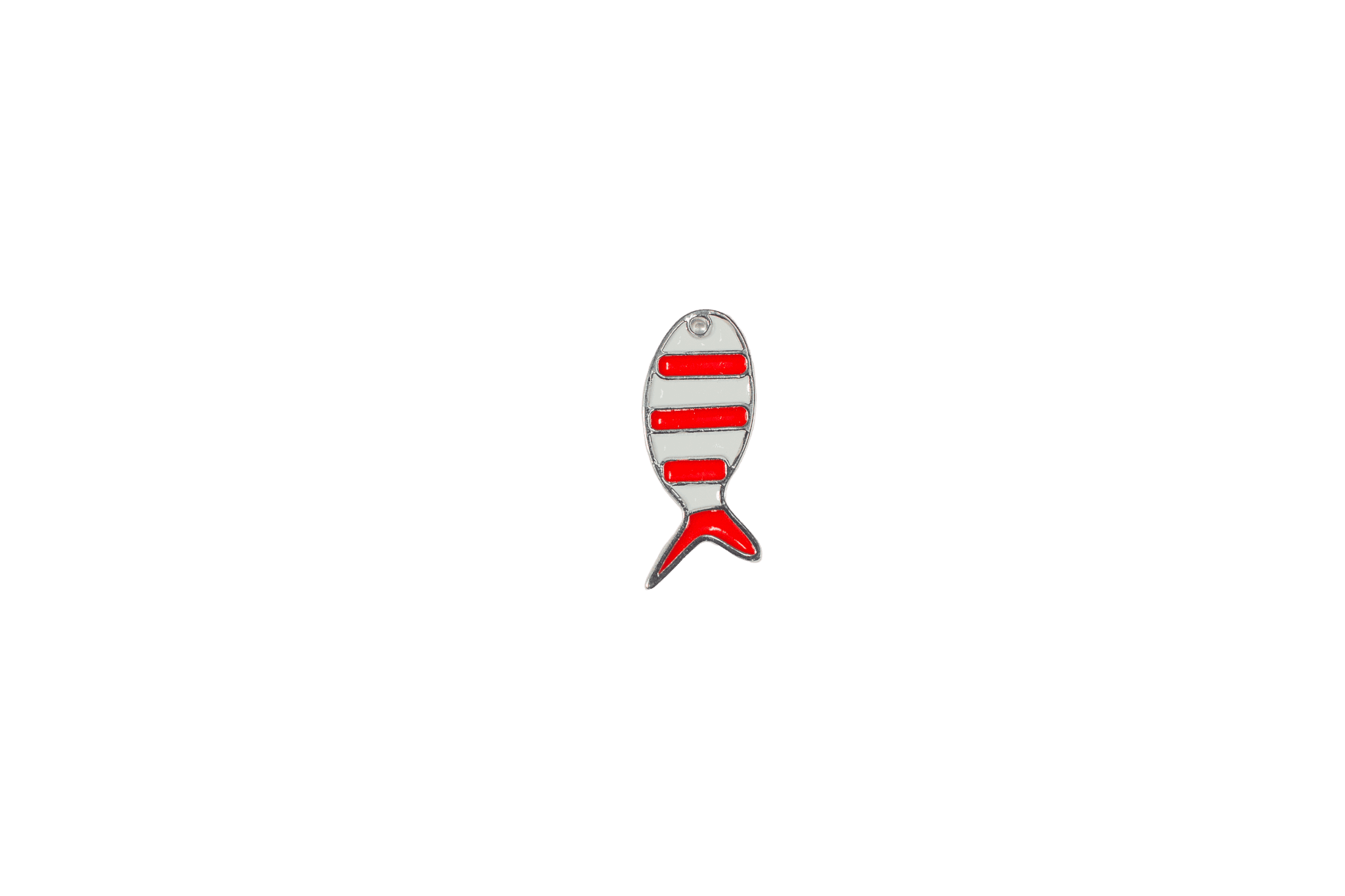 Red and White Striped Fish Charm