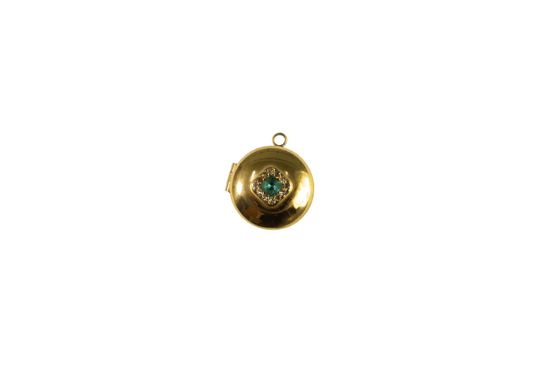 Gold Photo Locket with Turquoise Stone