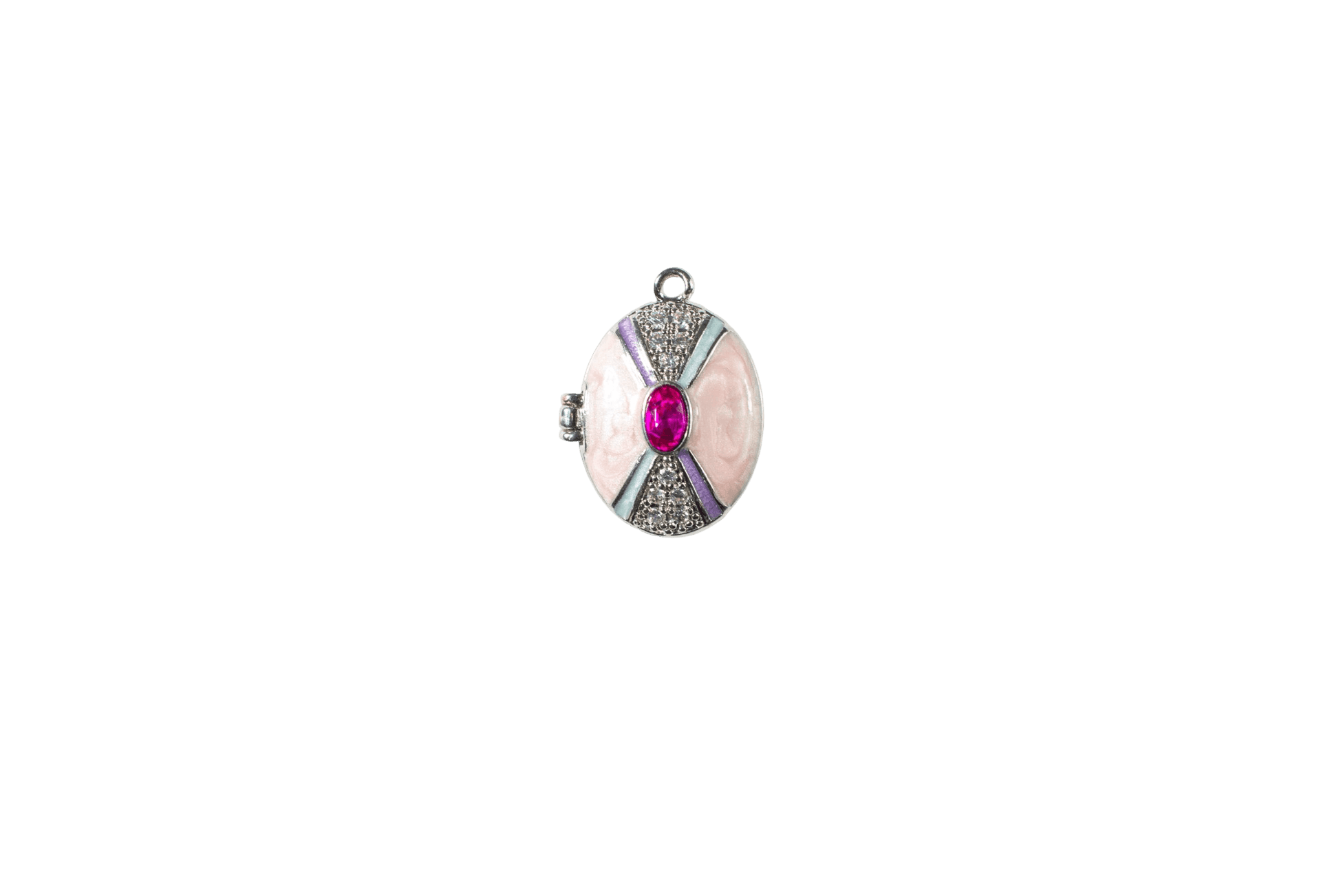 Vintage Oval Photo Locket with Ruby Accent