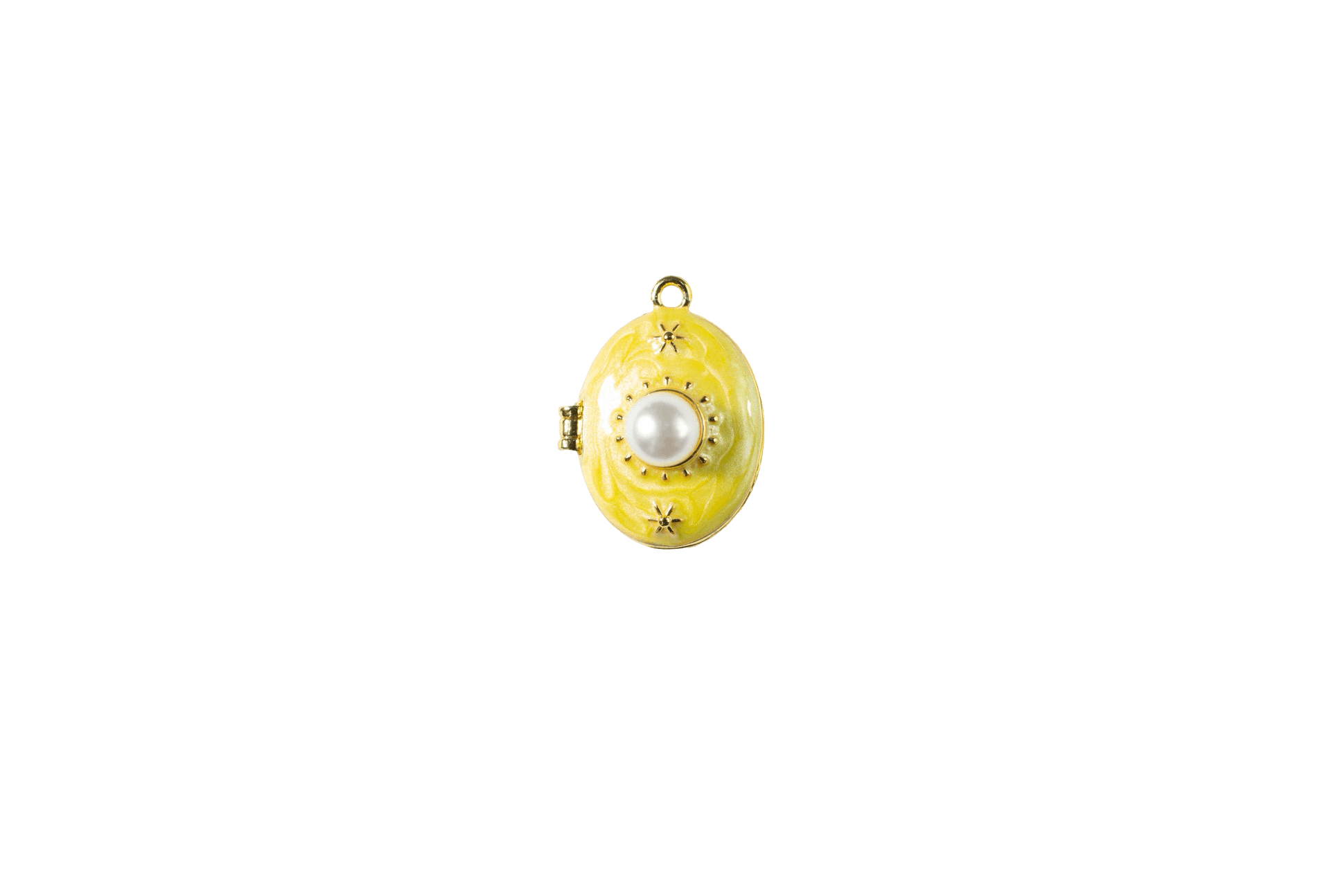 Yellow Enamel Locket with Pearl