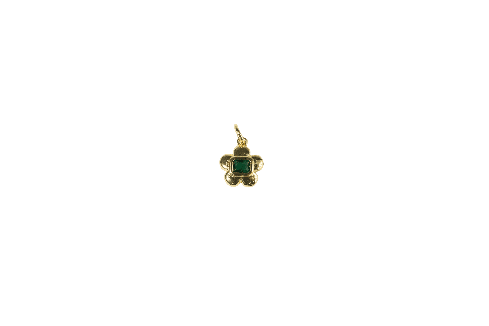 Flower Charm with Green Gem