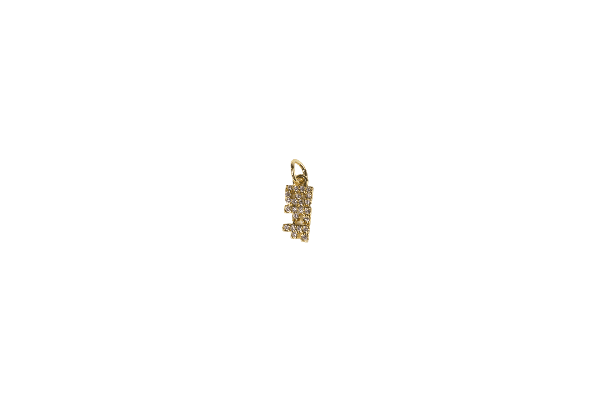 Geometric Gold Charm with Sparkling Stones