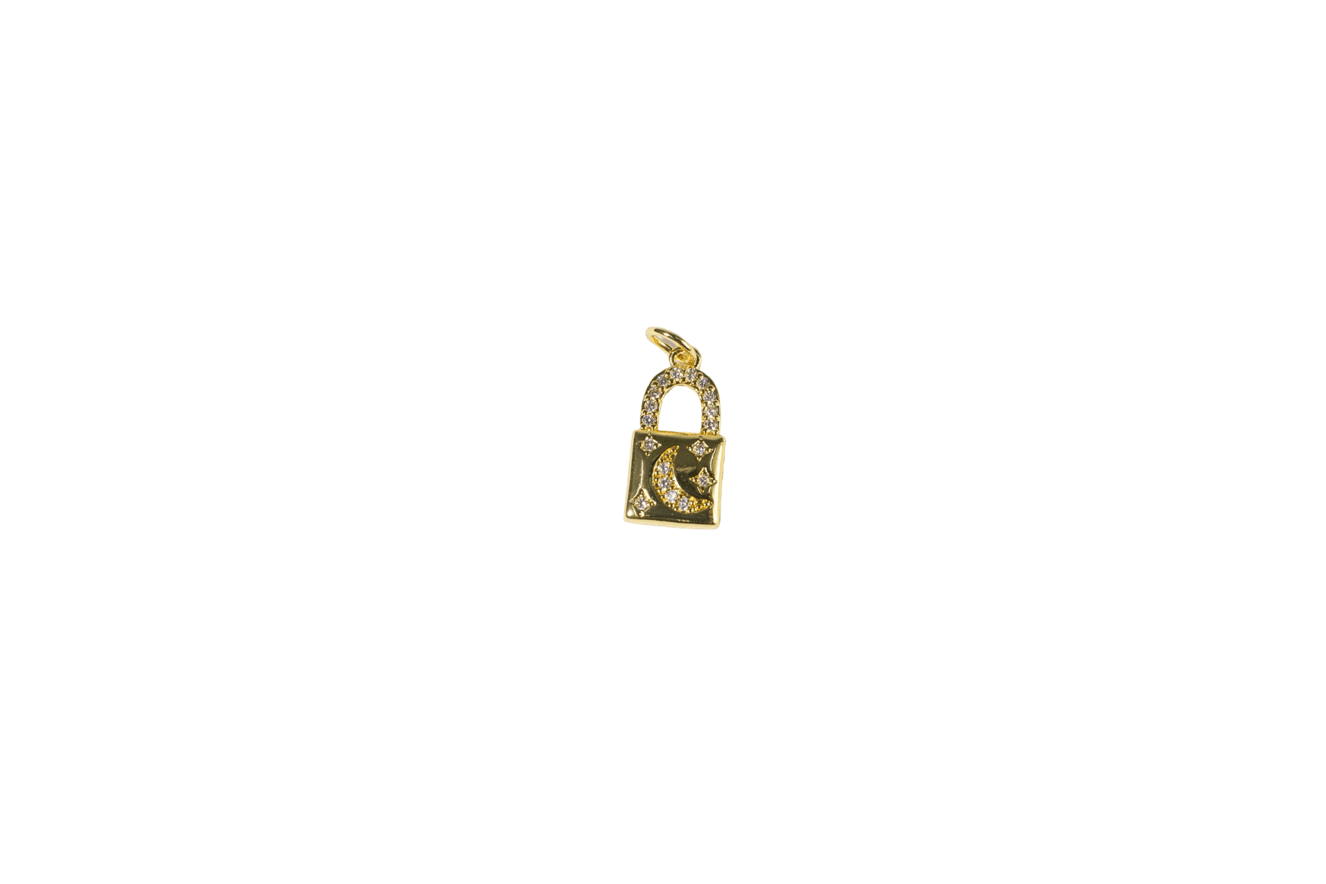Moon and Star Padlock Charm